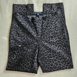 Brooks Brothers Baddie Leopard Neutral Print Straight Leg Dress Pants Women 8